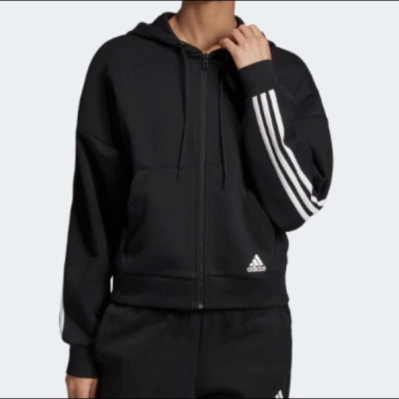 adidas Tops - SOLD Adidas classic 3 stripe zip scuba hoodie Med